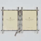 Silver Tone Metal Two-Panel Pottery Barn Standing Picture Frame