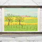 French Countryside Lithograph Art Print - 20" x 25.5"