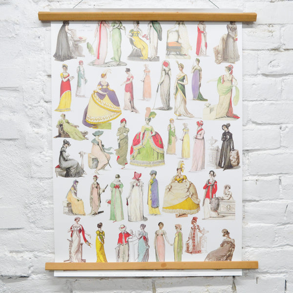 English Georgian Dress 1806-1820 Poster or Wrapping Paper Sheet - 19.5" x 27.5"