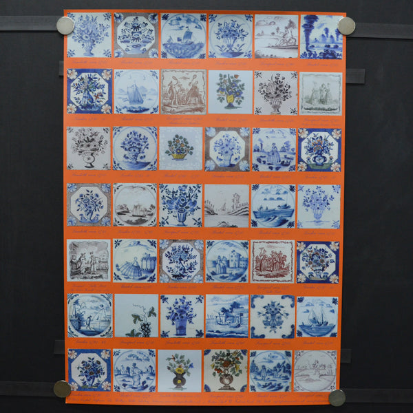 English Delftware Tiles Poster or Wrapping Paper Sheet - 19.5" x 27.5"