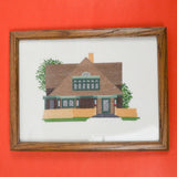 Framed Frank Lloyd Wright Oak Park Home + Studio Framed Cross Stitch