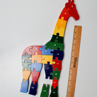 Rainbow Wooden Giraffe Puzzle - Missing 1 Leg Piece