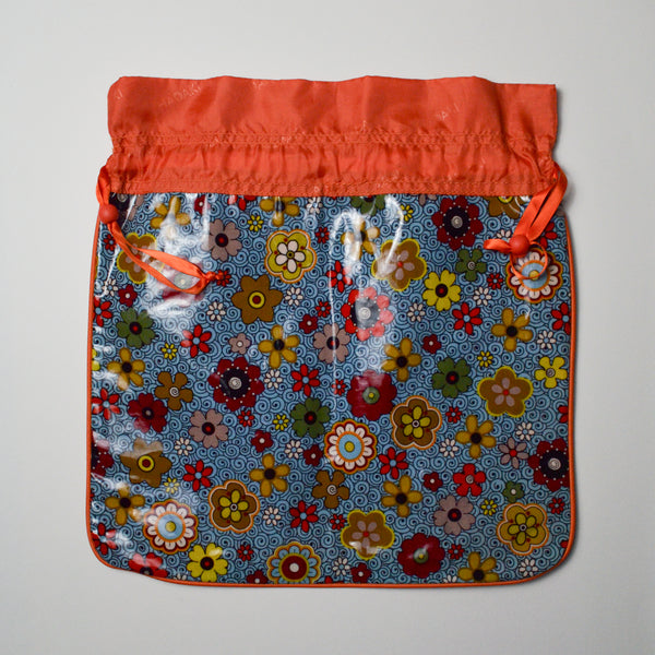 Orange + Blue Colorful Floral Hadaki Water Resistant Drawstring Bag Default Title