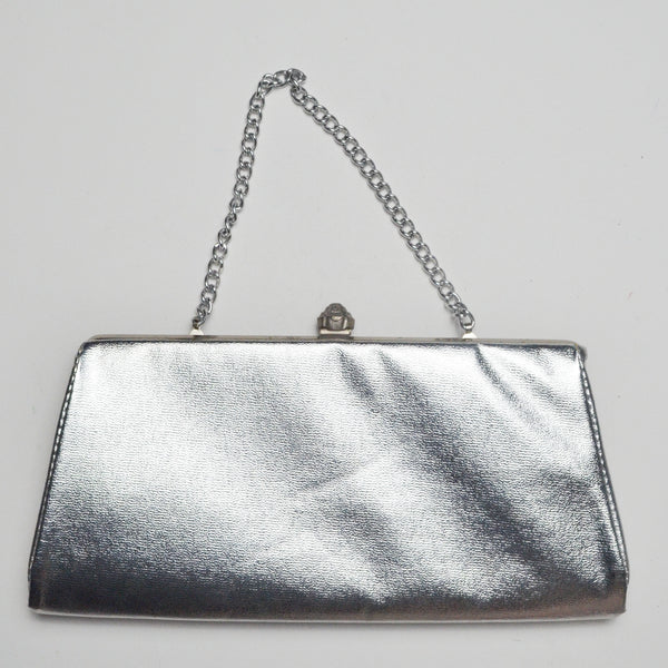 Silver Clutch with Strap