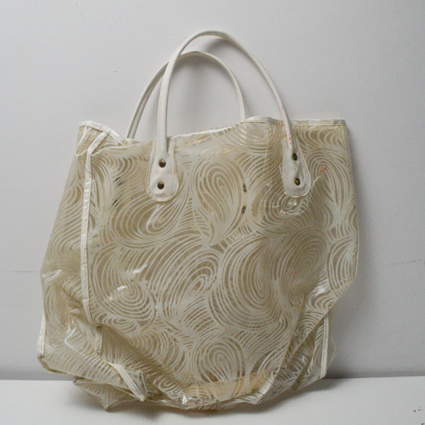 Vintage White Swirled Vintage Tote Bag