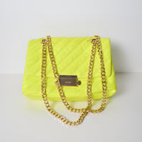 Neon Yellow Aldo Purse with Gold Chain Strap