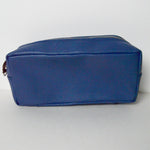 Blue Valentina Leather Zipper Pouch