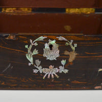 Dark Wood Box with Shell Inlay Details