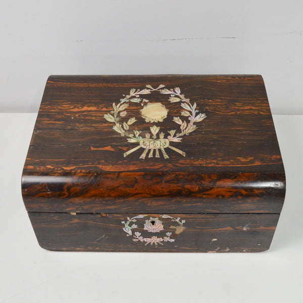 Dark Wood Box with Shell Inlay Details