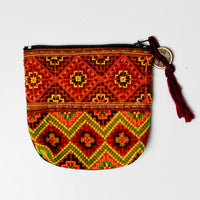 Red + Green Woven Zipper Pouch