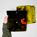 Green + Orange Velvet Poppy Pattern Mangiameli Purse