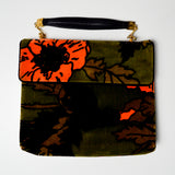 Green + Orange Velvet Poppy Pattern Mangiameli Purse