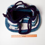 Blue + White Felted Knit Bag