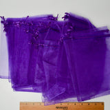 Purple Sheer Organza Drawstring Bags