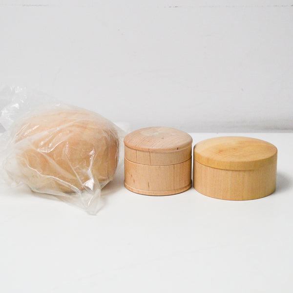 Round Wooden Containers with Lids - Set of 3