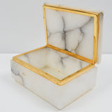 Alabaster Marble Box with Gold Hardware