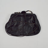 Black Leather Snap Closure Frame Shoulder Bag