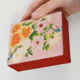 Pink Floral Needlepoint Lid Box