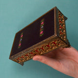 Ornate Velvet-Lined Box with Metal Detailing + Petit Point Lid