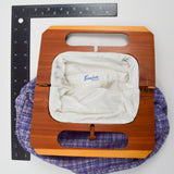 Purple Plaid Trimingham's Wooden-Handled Bermuda Bag