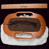 White Eyelet Wooden-Handled Bermuda Bag