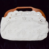 White Eyelet Wooden-Handled Bermuda Bag
