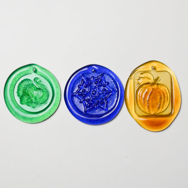 Glass Holiday Ornaments - Set of 3