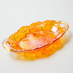 Orange Floral Carnival Glass Dish
