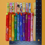 Assorted Patterned Chopsticks with Fabric Sleeves - 10 Pairs