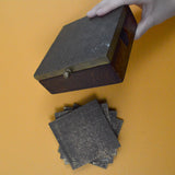 Embossed Lid Box with Matching Coasters - Set of 4