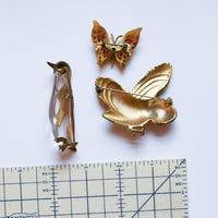 Owl, Penguin and Butterfly Brooches