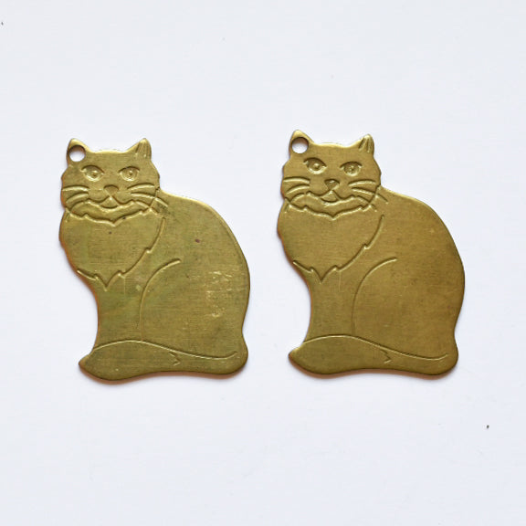 Pair of Bronze Cat Charms