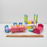 Miniature Doll Dining + Bedroom Plastic Furniture