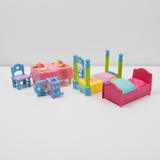 Miniature Doll Dining + Bedroom Plastic Furniture