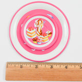 Pink, White + Yellow Plastic Doll Dishware + Enamel Mini Plate Set
