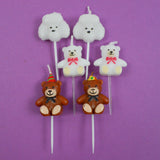 Teddy Bear + Poodle Birthday Candles