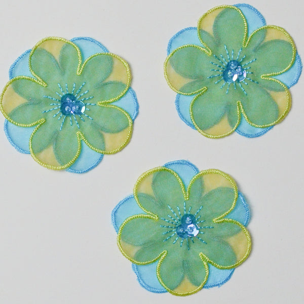 Teal Flower Patches - Set of 3 Default Title