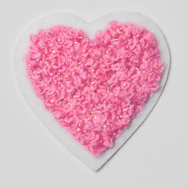 Pink Sparkly Tufted Heart Patch Default Title