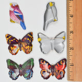 Vintage Japanese Shaped Tin Bird + Butterfly Pins - Set of 6