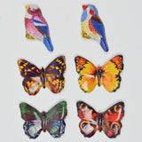 Vintage Japanese Shaped Tin Bird + Butterfly Pins - Set of 6