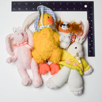 Bunnies, Duck + Dog Stuffed Animals - Set of 4