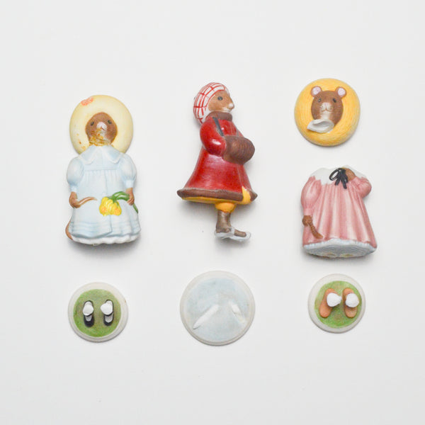 Franklin Miniature Mouse Porcelain Figurines - Bundle of 3 Broken Figures