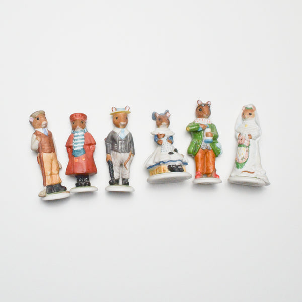 Franklin Miniature Mouse Porcelain Figurines - Bundle of 6
