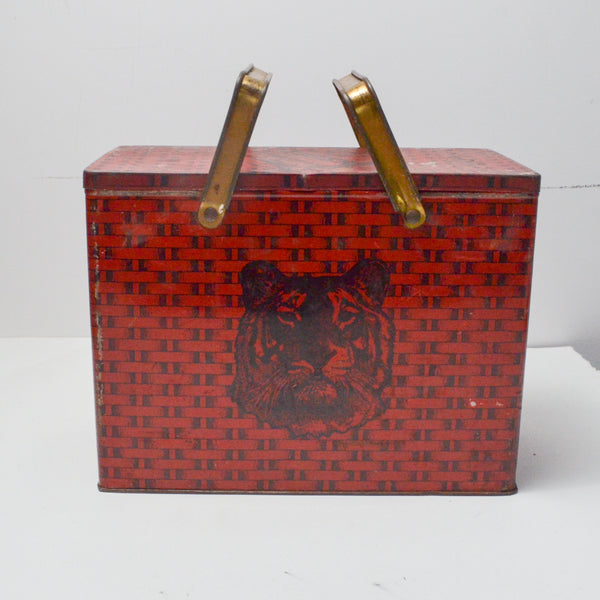 Vintage Tiger Chewing Tobacco + Basket Print Tin with Handles