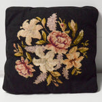 Black Floral Needlepoint Pillow