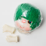 Green Yarn Hair Doll Head + Hands