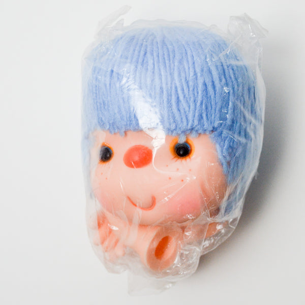 Blue Yarn Hair Doll Head + Hands