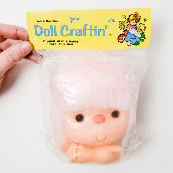 Doll Craftin' Pink Yarn Hair Doll Head + Hands