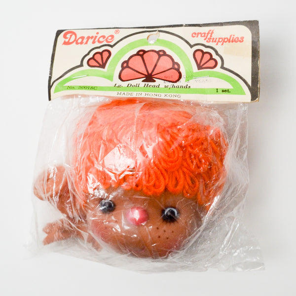 Darice Orange Loop Yarn Hair Doll Head + Hands