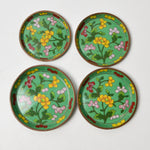 Green Floral Cloisonne Trinket Dishes - Set of 4